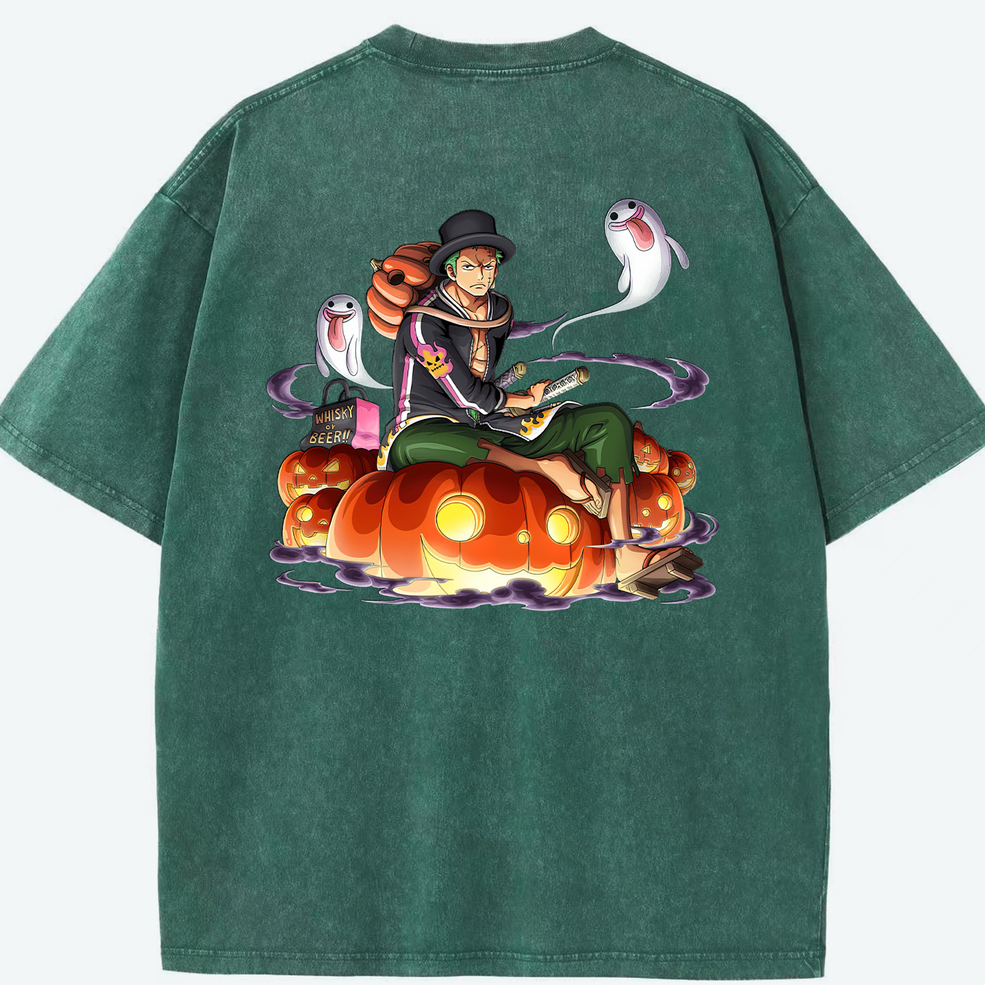 ワンピース ロロノア・ゾロ ONE PIECE Roronoa Zoro 綿100% ヴィンテージ風 半袖Tシャツ（背面プリント）